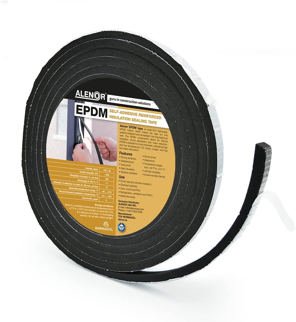 Alenor EPDM Cinta aislante de espuma negra autoadhesiva de 1\/5 x 3...