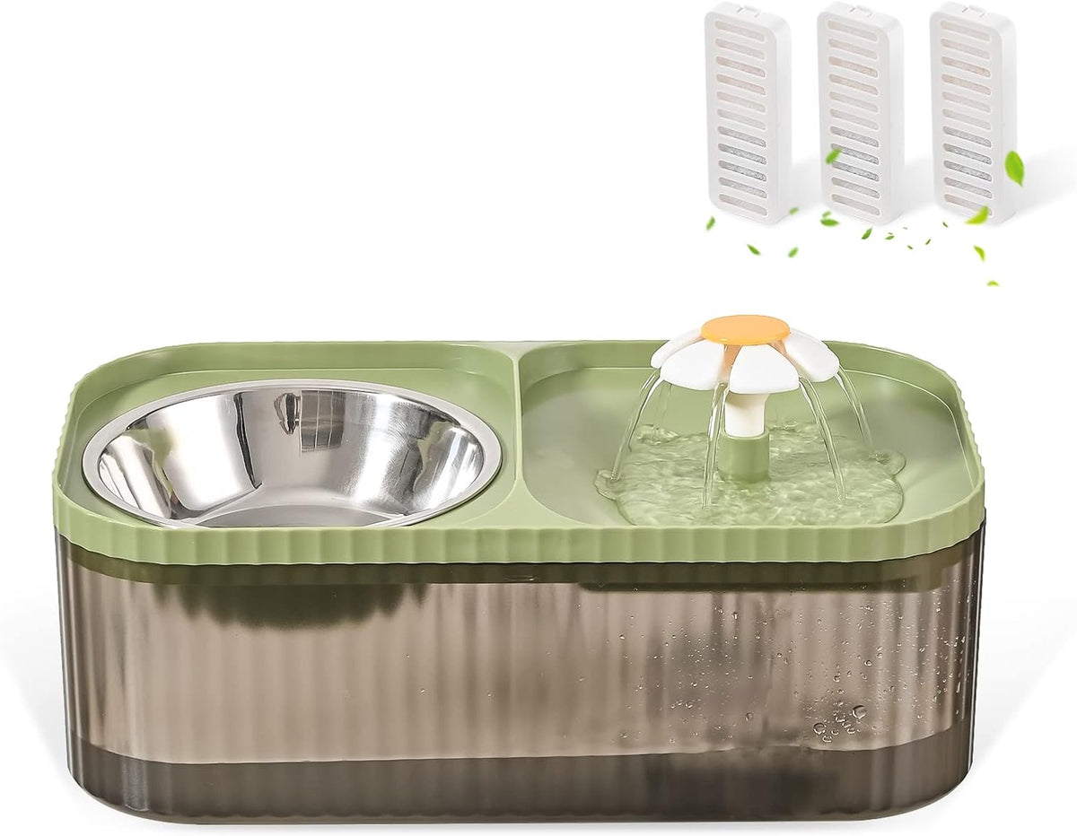 JEERAMIA Fuente de agua para gatos y cuenco para alimentos, dispens...
