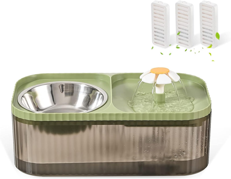 JEERAMIA Fuente de agua para gatos y cuenco para alimentos, dispens...
