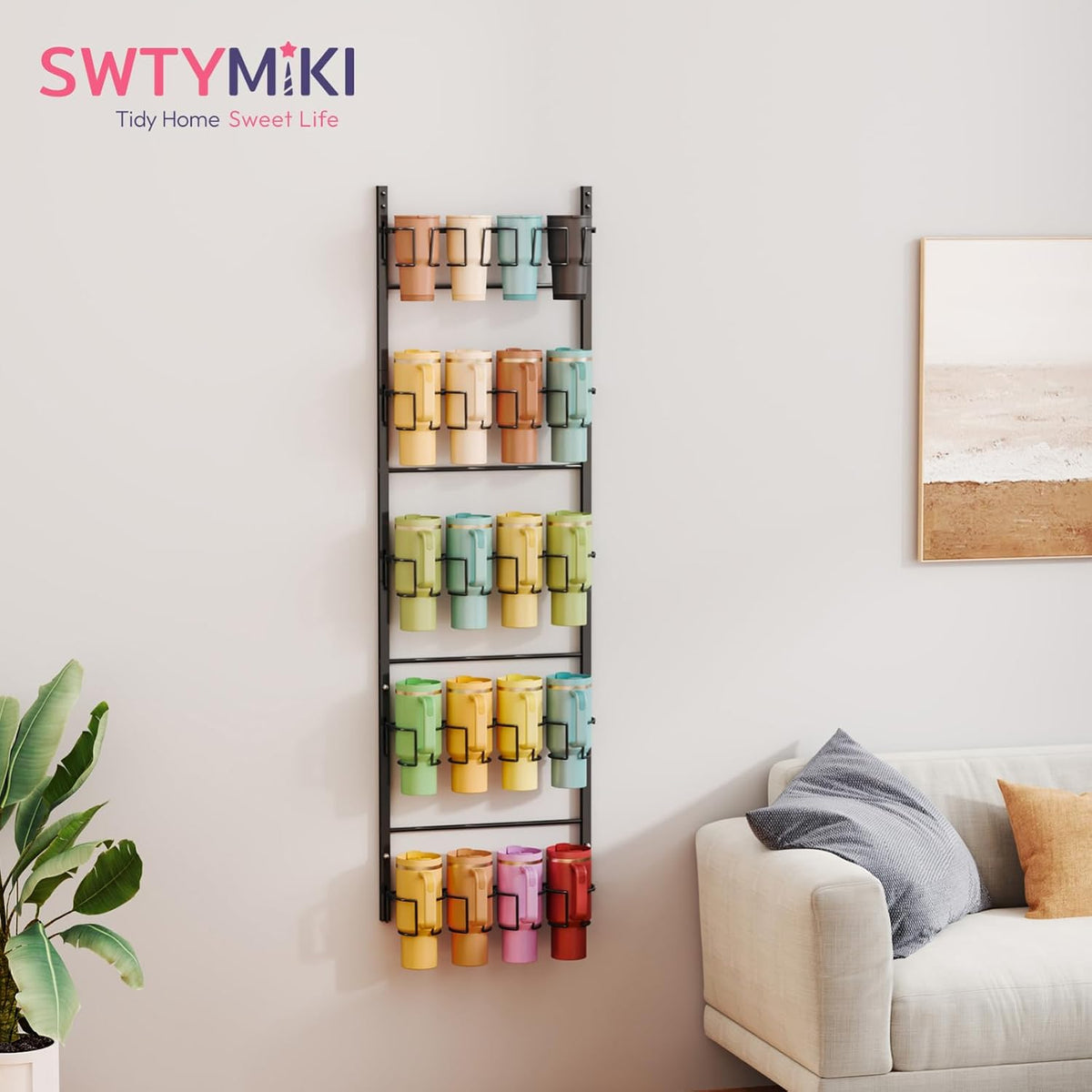 SWTYMIKI Organizador de botellas de agua de 5 niveles, soporte para...