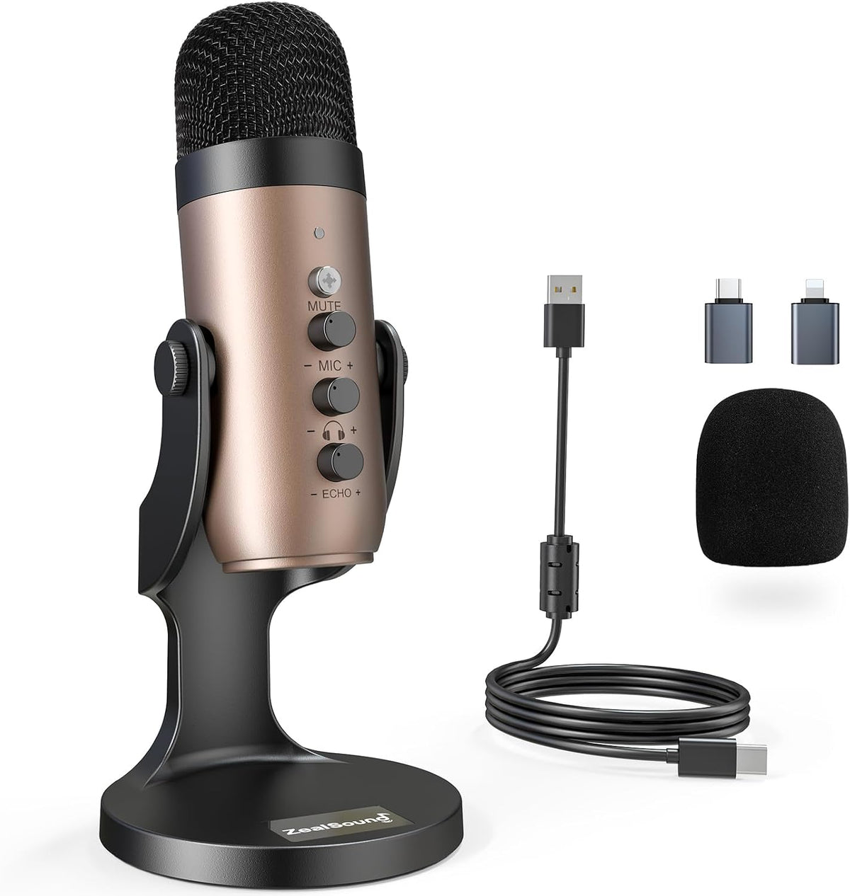 ZealSound Micrófono Podcast para PC, Micrófono USB con Cancelación...