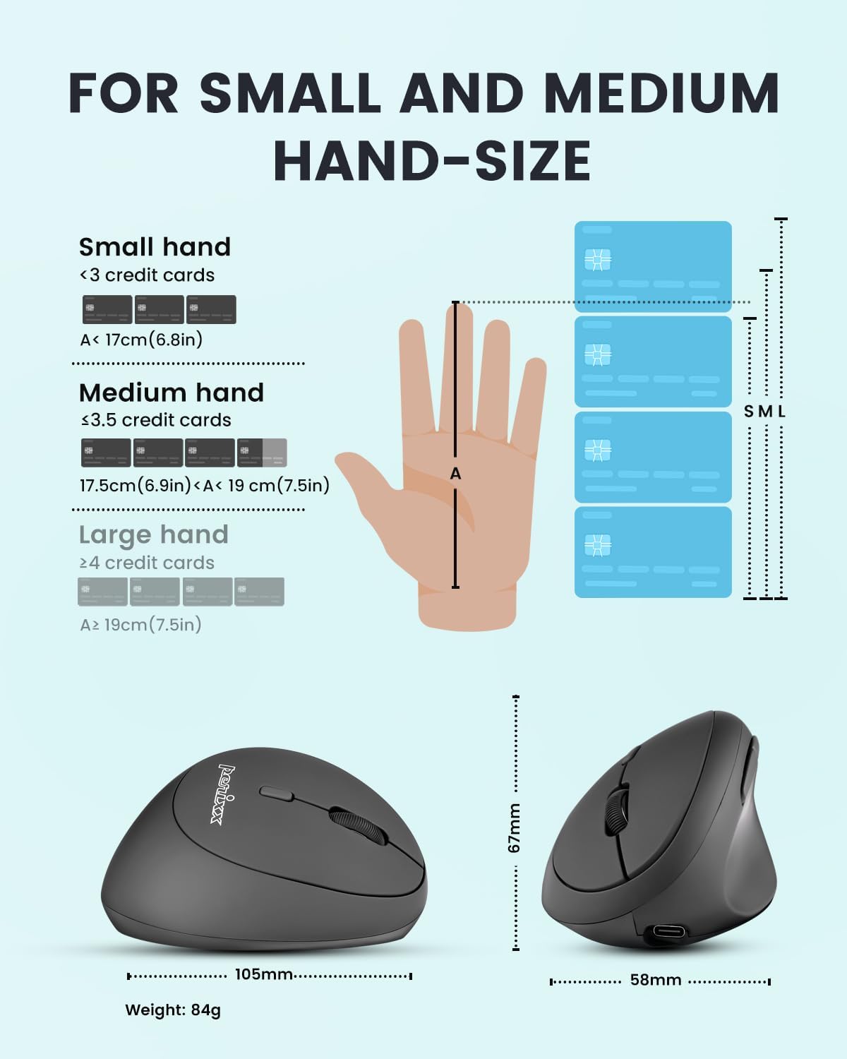 Perixx PERIMICE-719RX - Ratón ergonómico recargable inalámbrico de...