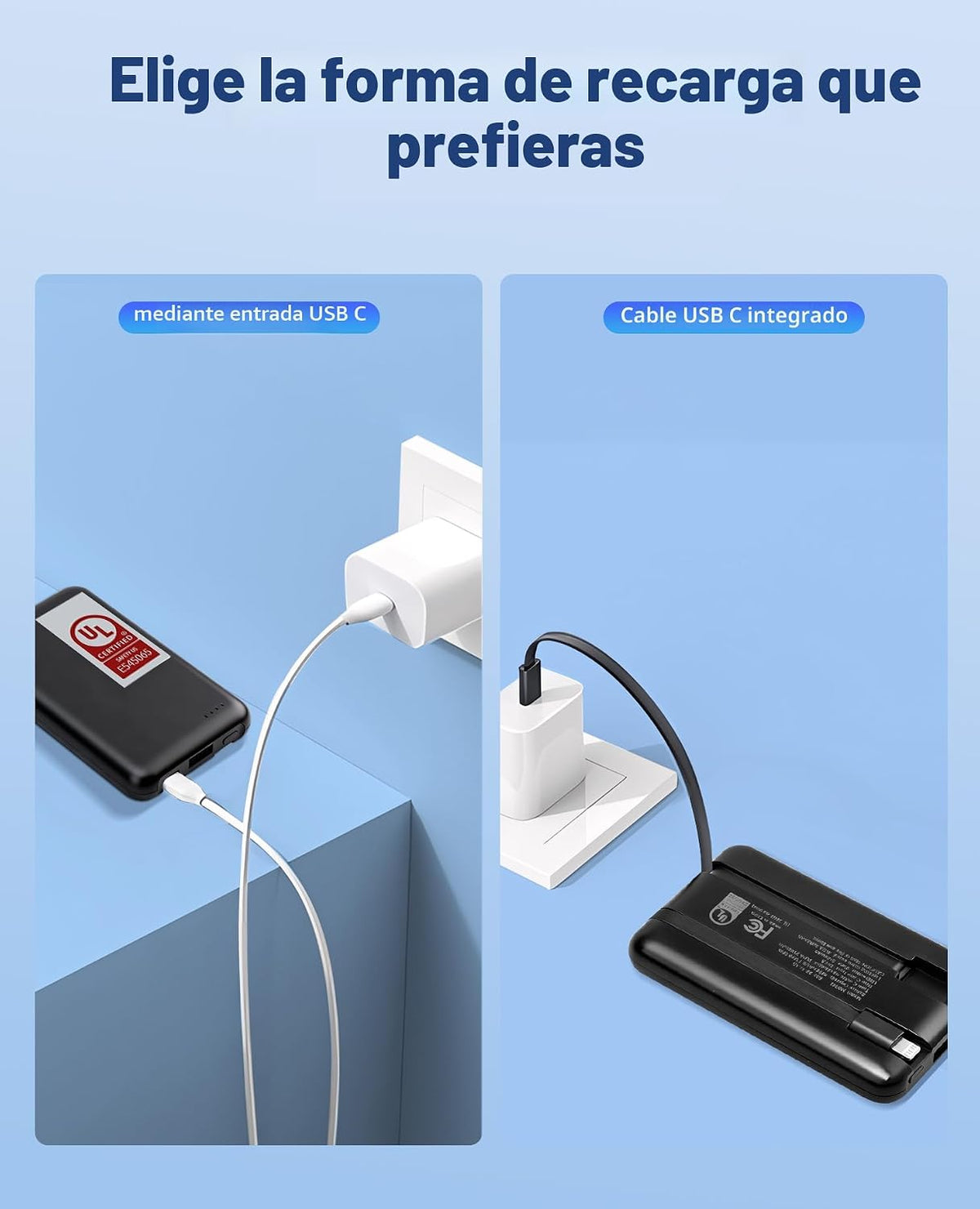 Miady Paquete de 2 cargadores portátiles pequeños con certificación...