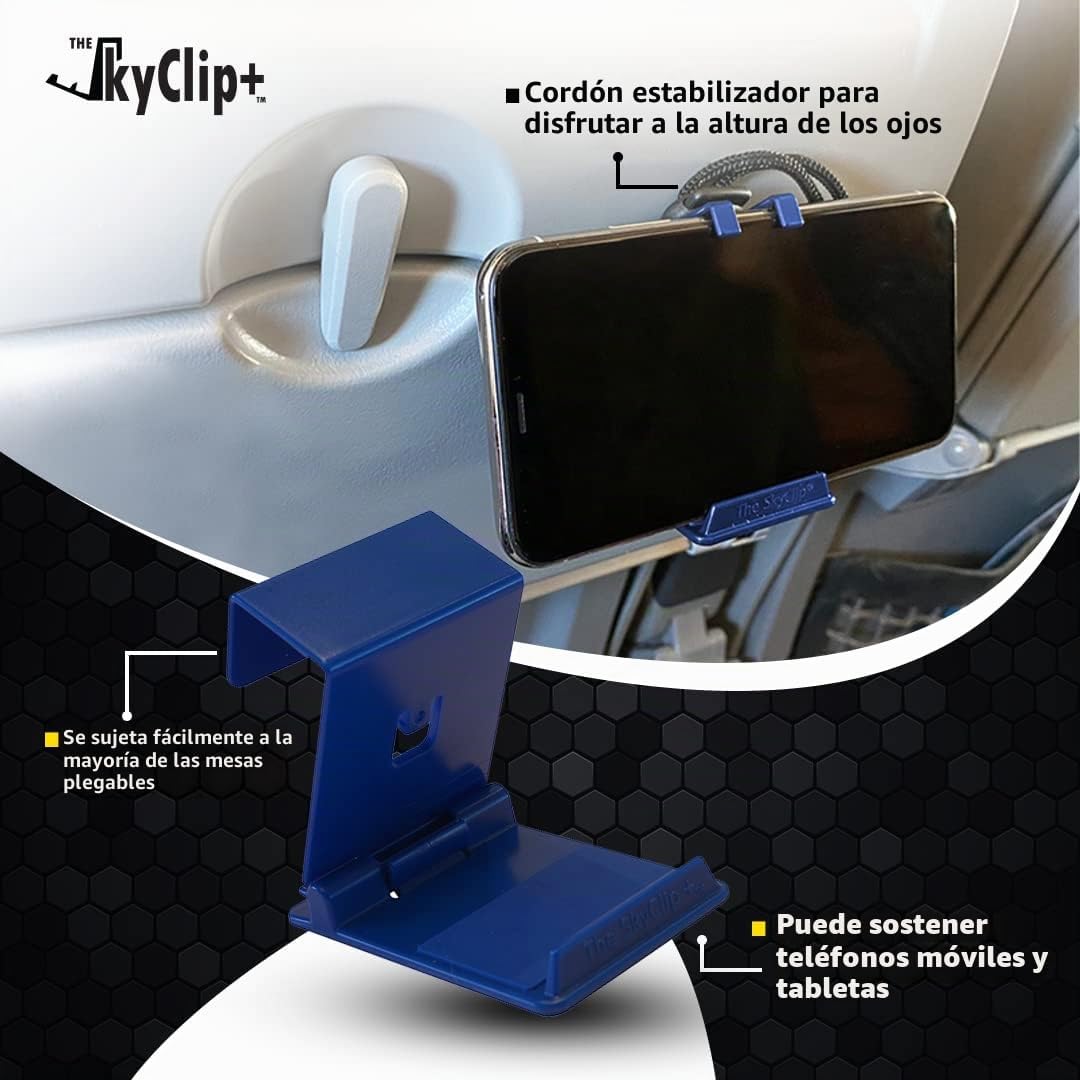The SkyClip+ Soporte para teléfono y tableta para viajes aéreos, us...