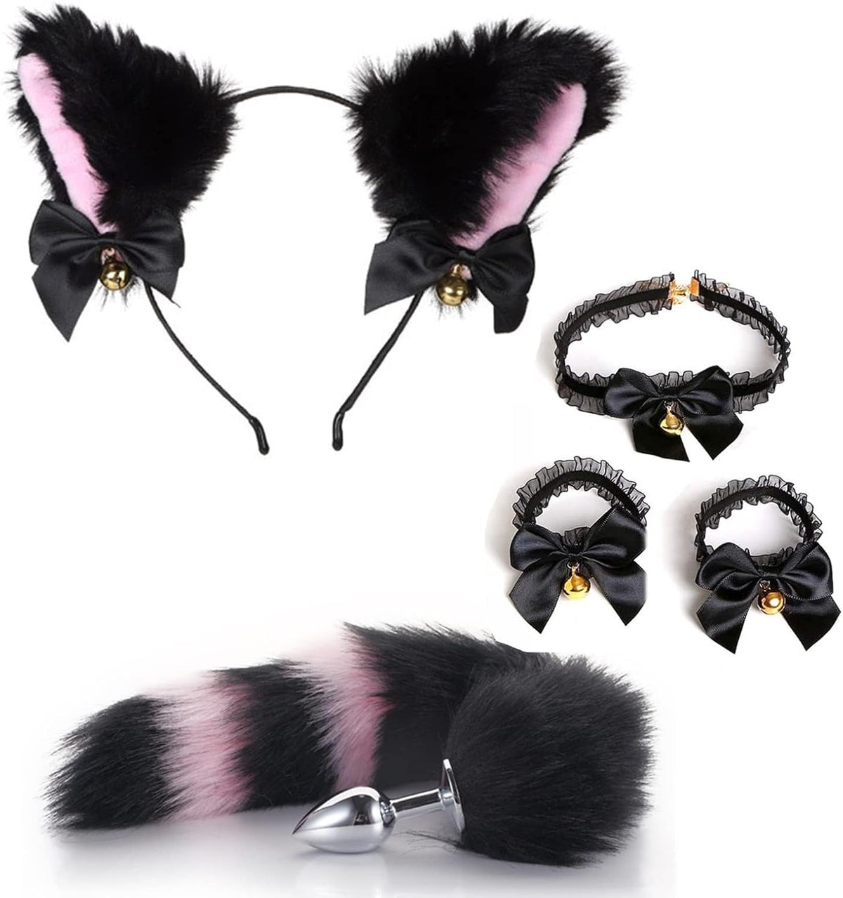 Enchufe anal Butt Plug, 5 unids\/set Sexo Fox Tail Anales Plug Jugu...