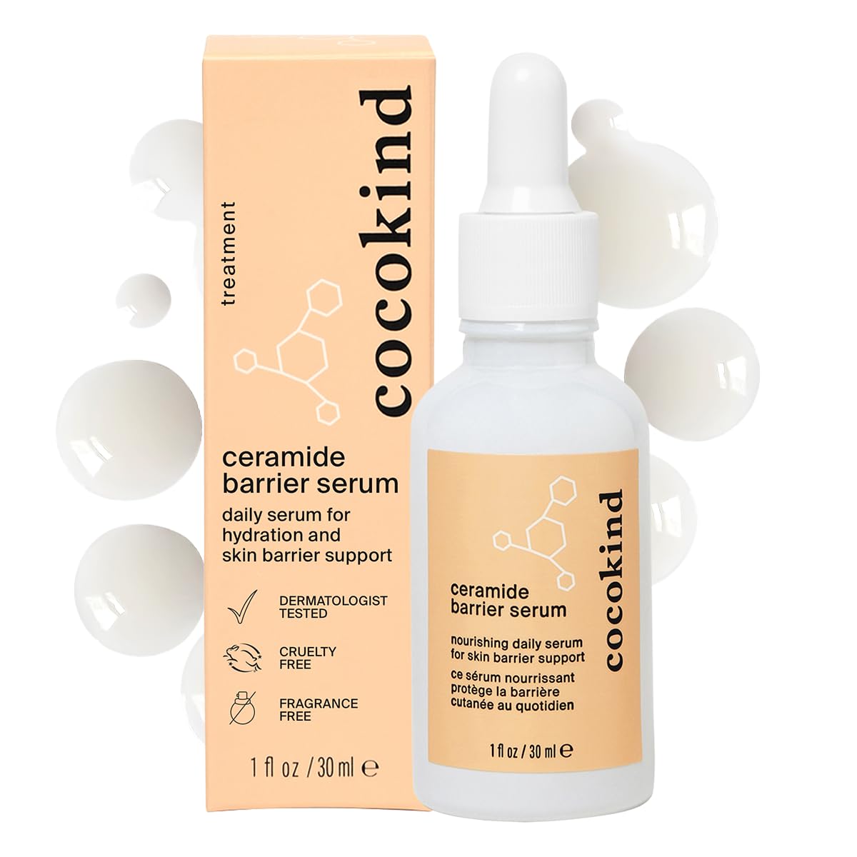 Cocokind Suero de barrera de ceramida, suero hidratante para reduci...