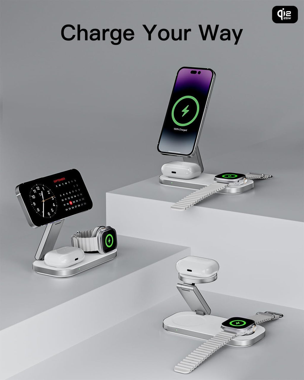 Estación de carga 3 en 1 para dispositivos Apple, soporte de cargad...