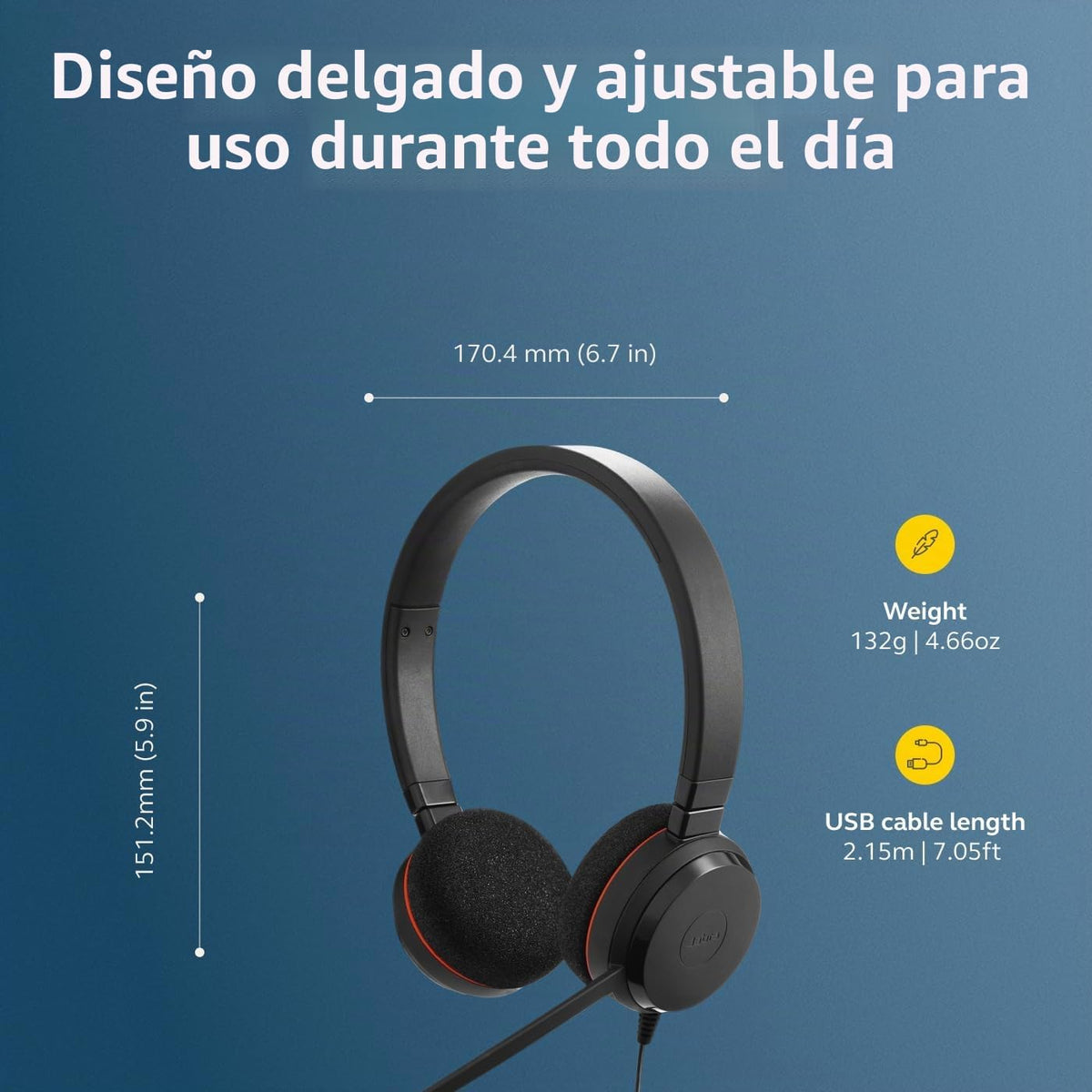 Jabra Evolve 20 (edición 2025) Auriculares USB con cable y micrófon...