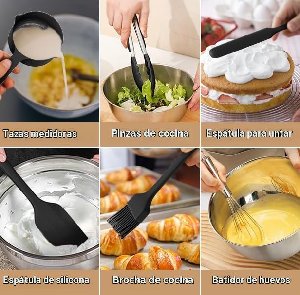 Wildone Cuencos para mezclar con tapas herméticas, juego de cuencos...
