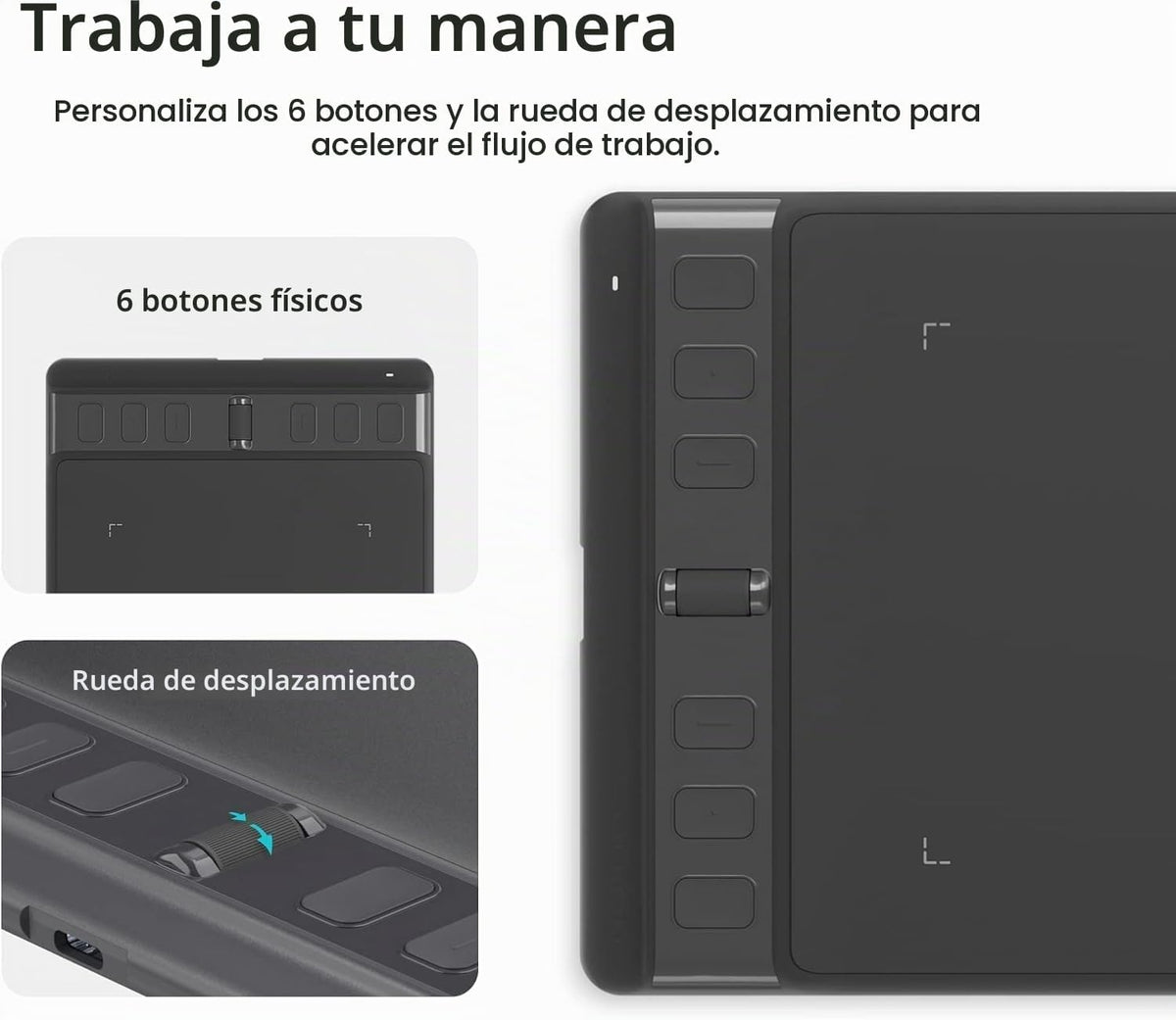 HUION Inspiroy 2 Tableta de dibujo pequeña con rueda de desplazamie...