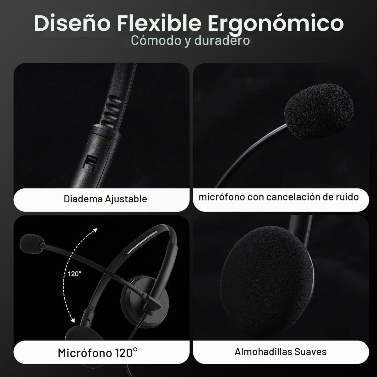 doudou Auriculares USB para computadora con micrófono de cancelació...