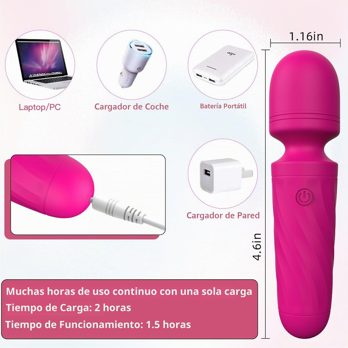 KINGWAND Masajeador personal de mano mini \u2013 Impermeable, recar...