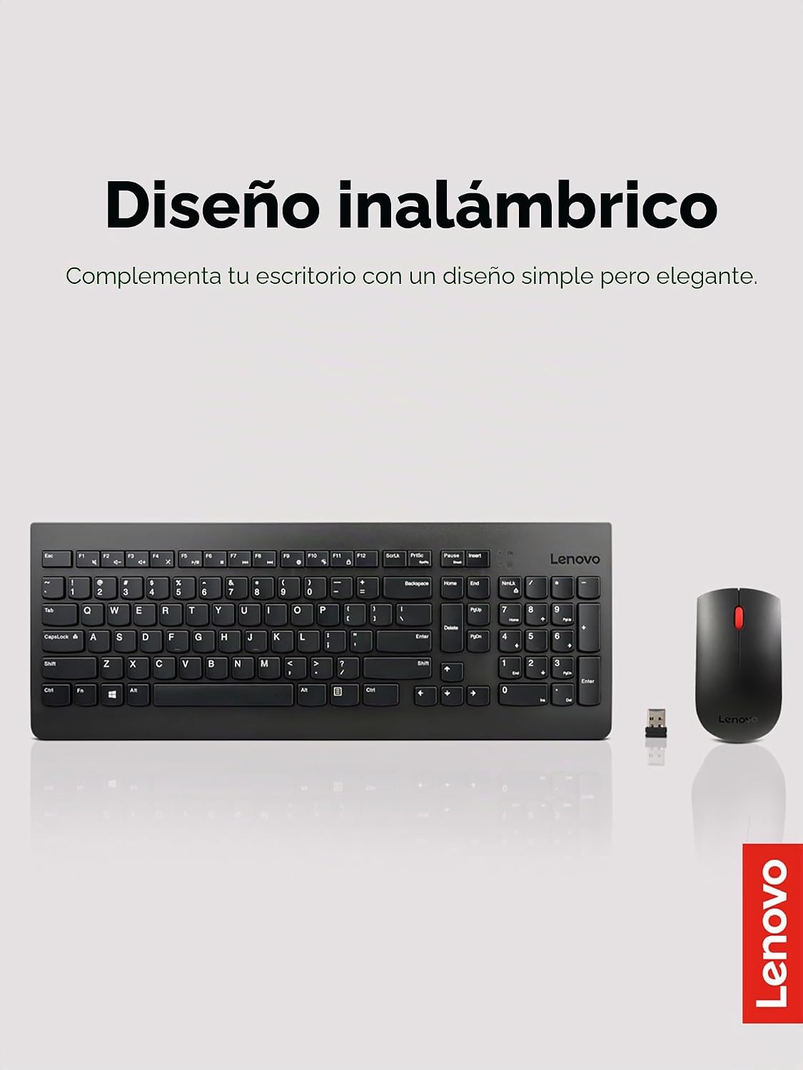 Lenovo Combo de Teclado y Ratón Inalámbricos 510, receptor USB Nano...