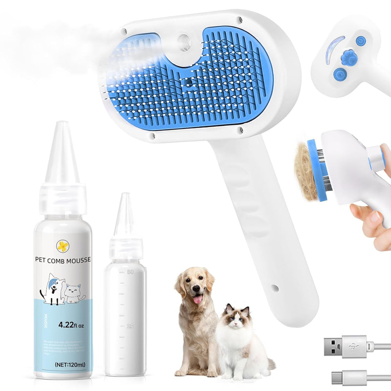 Cepillo de vapor para mascotas, cepillos para gatos de interior - 1...