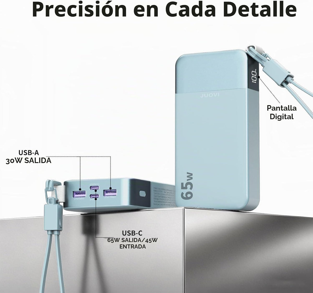 JUOVI Cargador portátil, banco de energía para portátil de 65 W, ca...