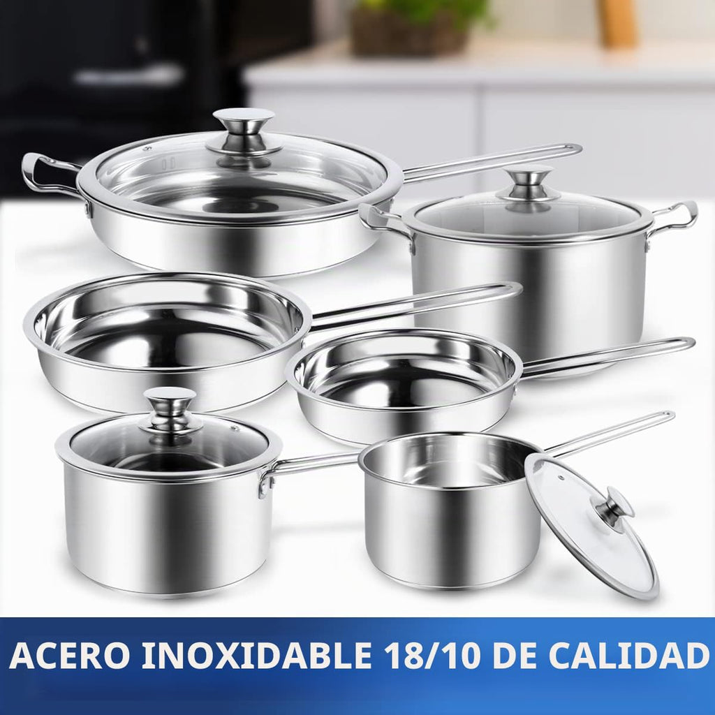 Aufranc Juego de ollas y sartenes de 10 piezas, juego de utensilios...