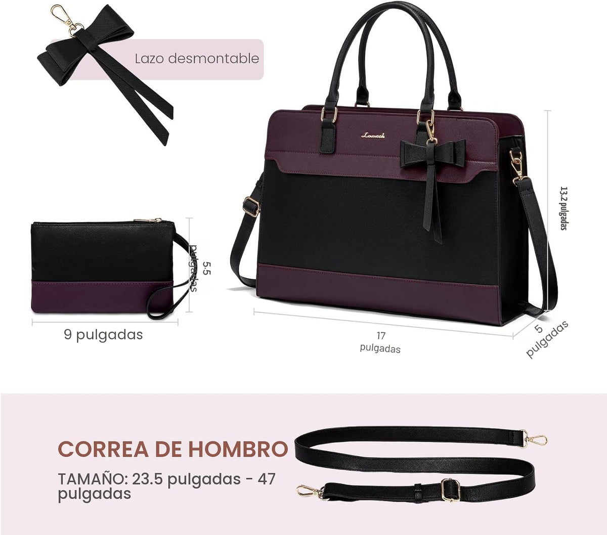 LOVEVOOK Bolsa Tote para Laptop para Mujeres, Bolsa de Trabajo de C...