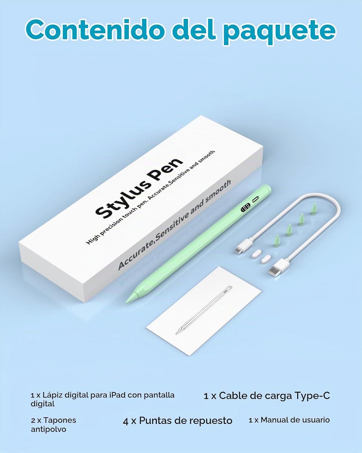 MoKo Stylus Pen para iPad 2018-2026, lápiz de carga USB-C con panta...