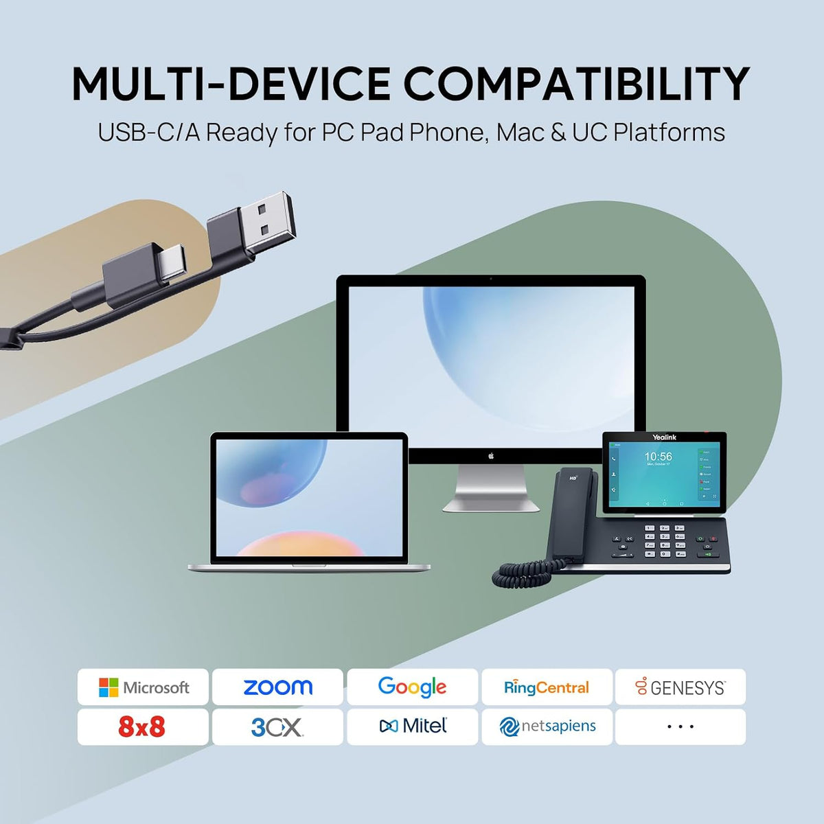 Yealink Auriculares con cable UH46,USB-C\/A, cancelación de ruido A...