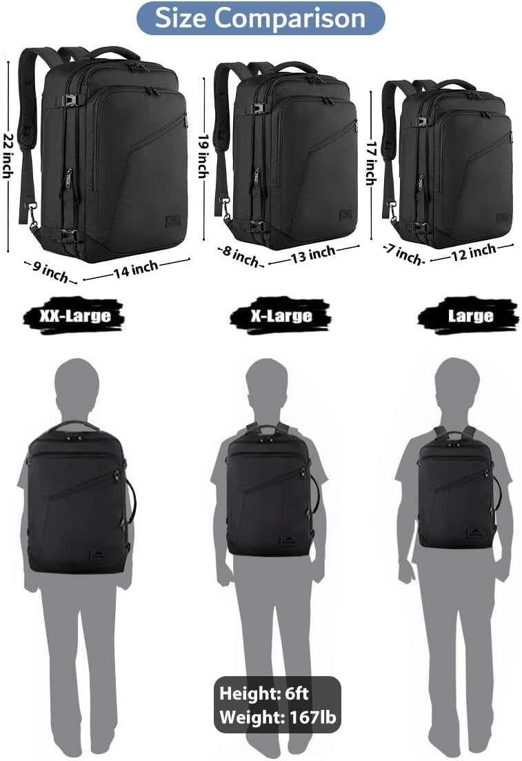 MATEIN Mochila de Mano, Mochila de Viaje Extra Grande Expandible Ap...