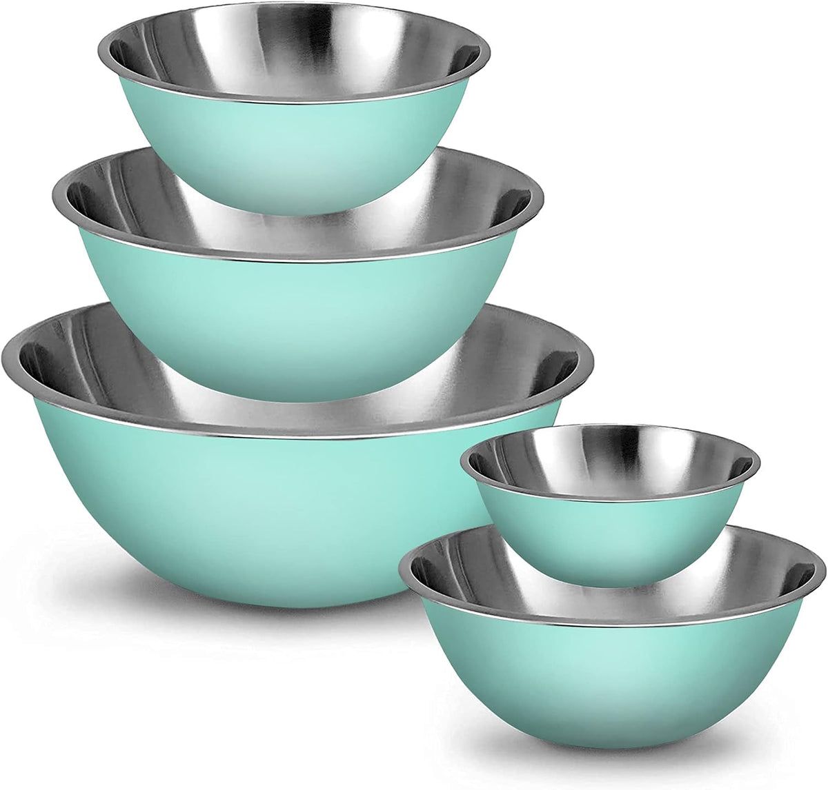 WHYSKO Juego de tazones de acero inoxidable para mezclar alimentos,...