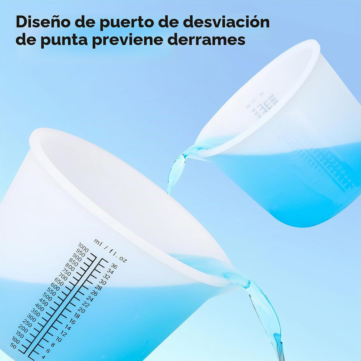 Gartful Tazas de medición de silicona reutilizables de 1000 ml, taz...