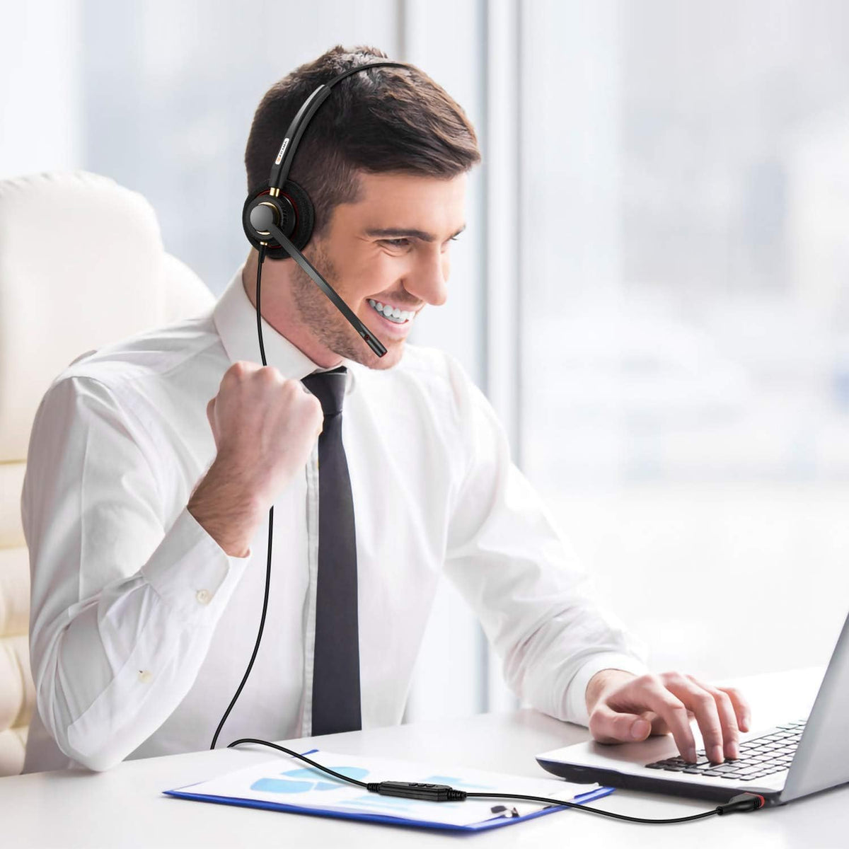 Arama Auriculares USB con micrófono para PC, cancelación de ruido y...