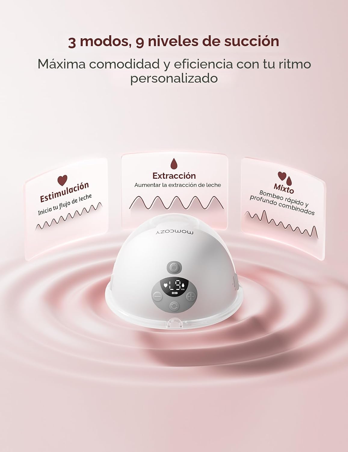 Momcozy Extractor de leche portátil controlado por aplicación intel...