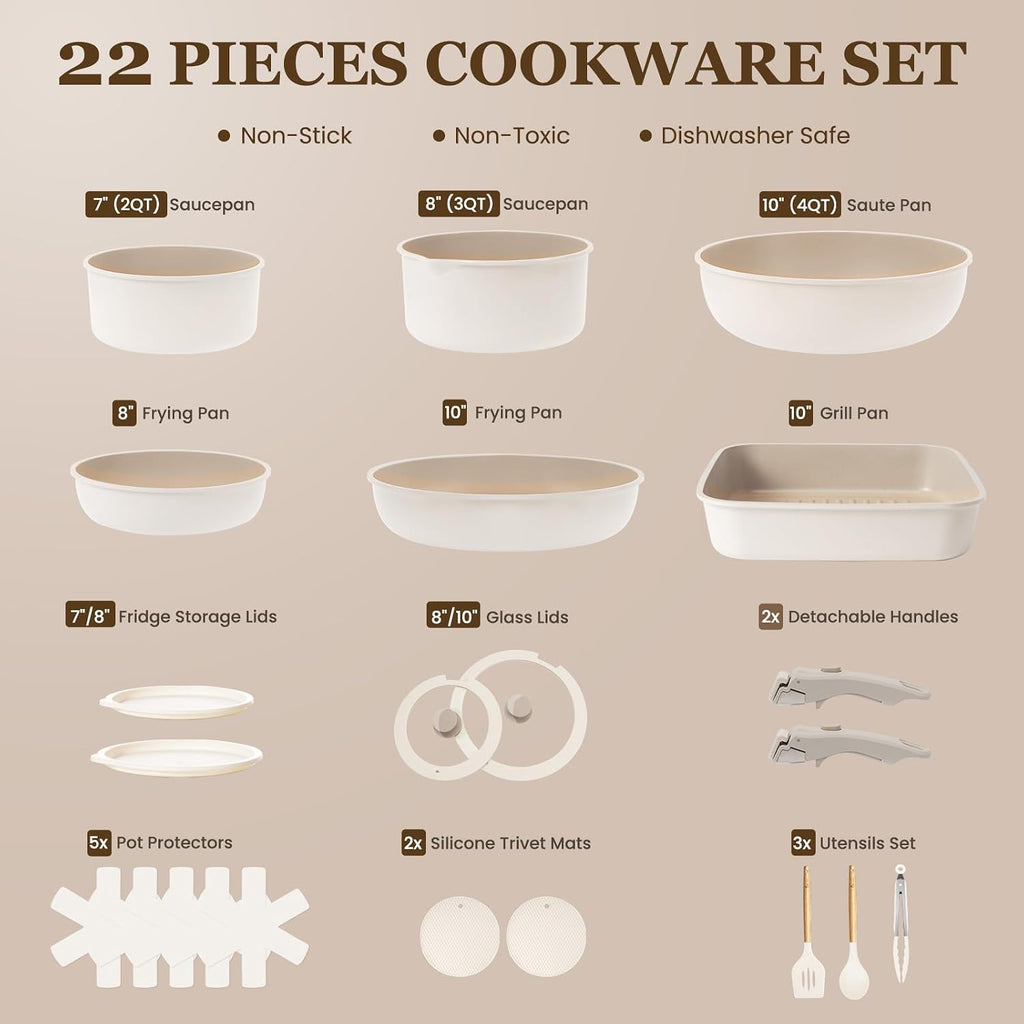 Juego de utensilios de cocina de cerámica KIKCOIN, juego de 22 piez...