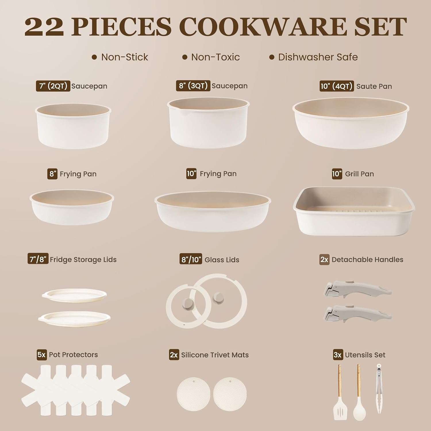 Juego de utensilios de cocina de cerámica KIKCOIN, juego de 22 piez...
