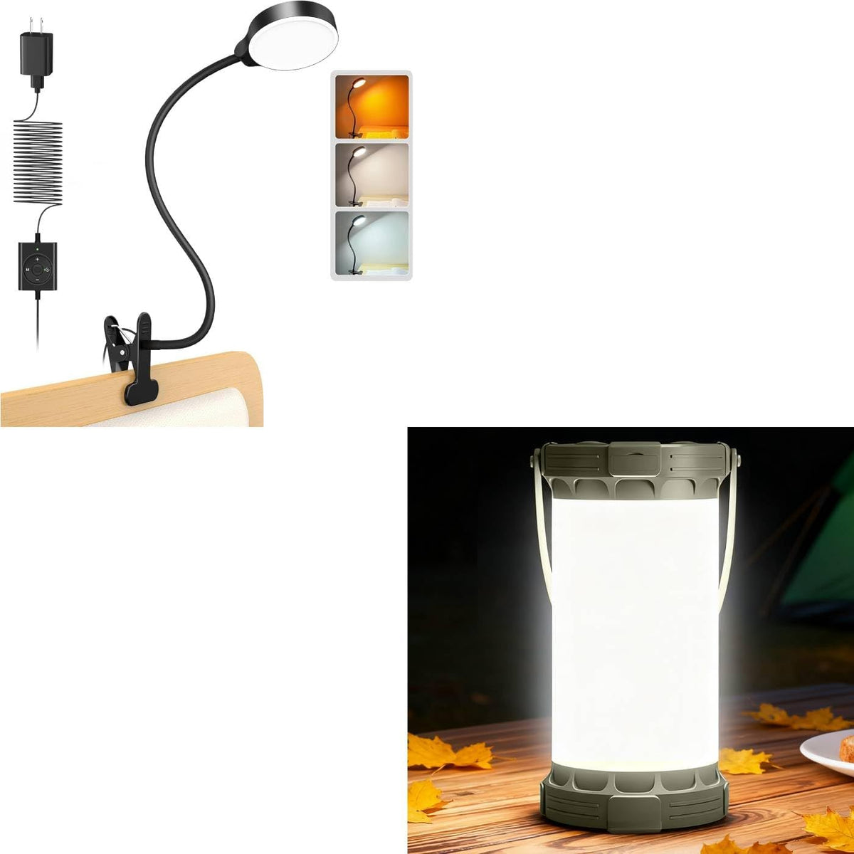 Glocusent Paquete de luces con clip de 5 W, 135 LED, linterna de ca...