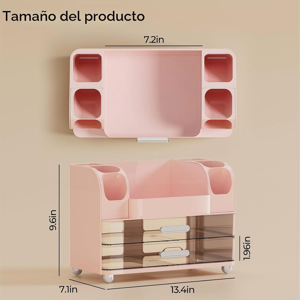 UFORU Organizador de maquillaje para tocador con 2 cajones grandes,...