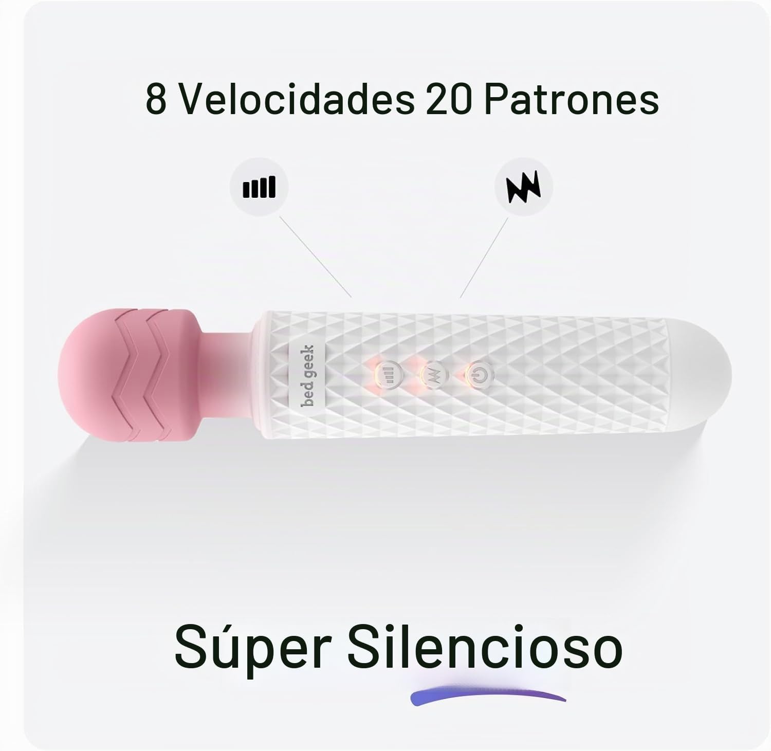 bed geek Masajeador personal inalámbrico de mano, impermeable, reca...
