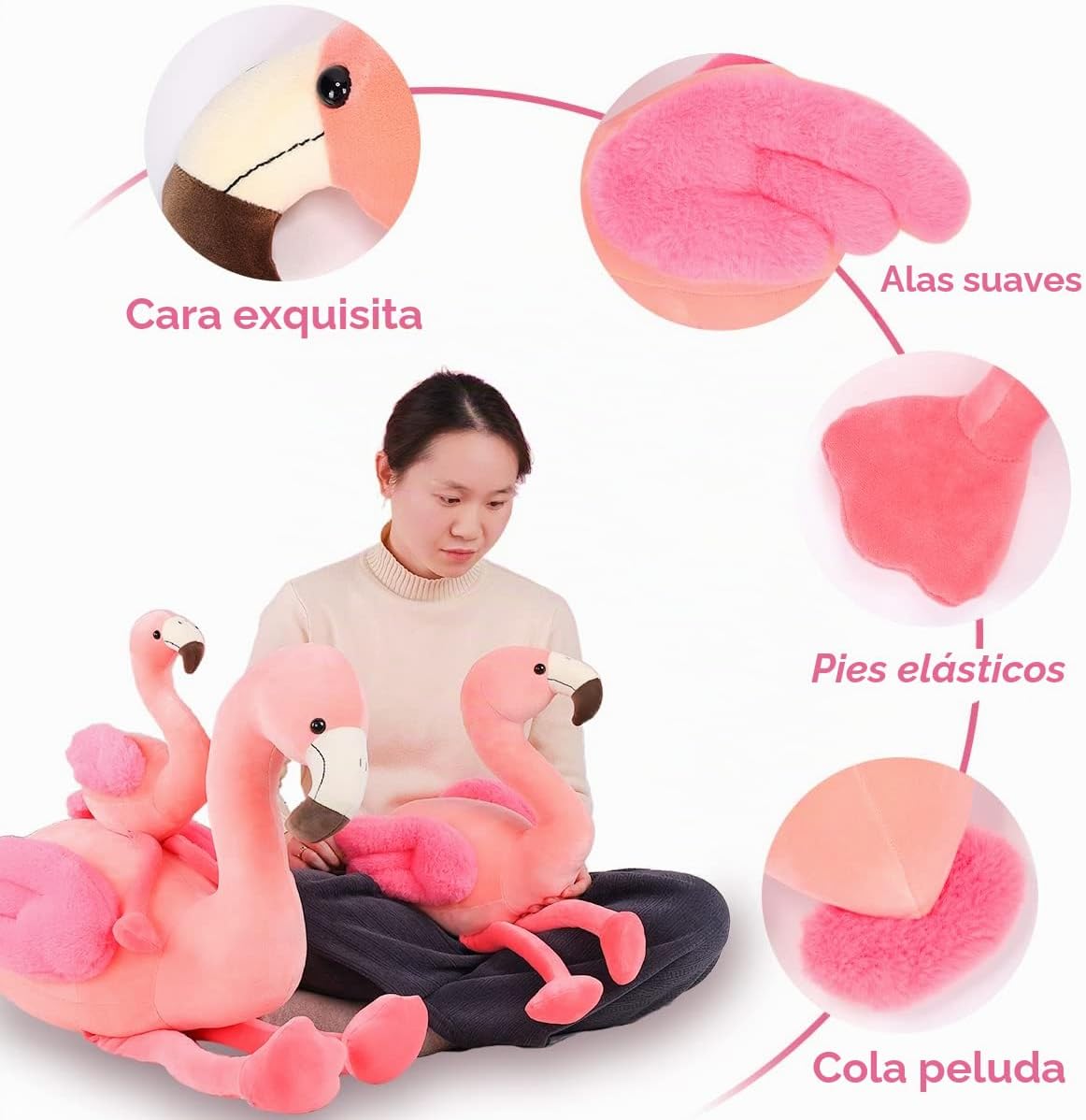 AIXINI Juguetes de peluche de flamenco suave de 19 pulgadas, flamen...
