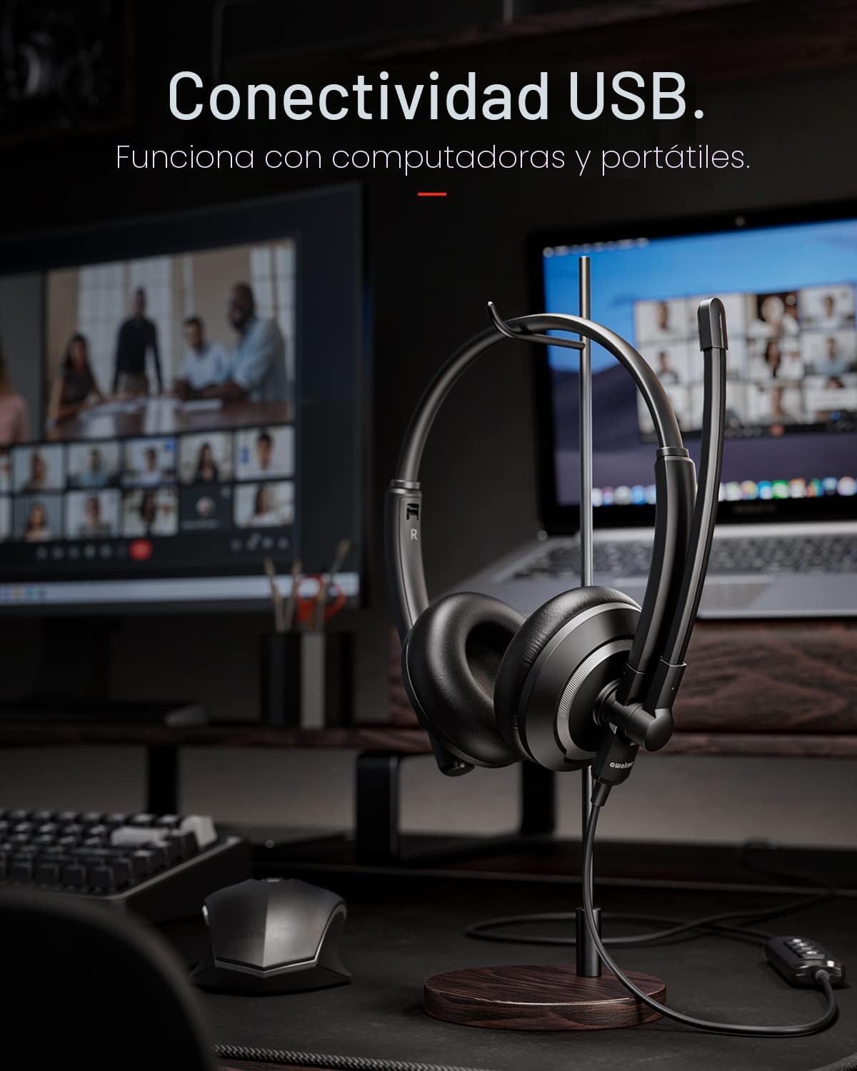 awatrue EH05-U Auriculares USB con cable con micrófono de cancelaci...