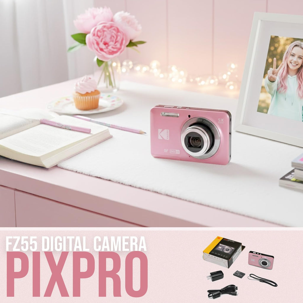 Kodak PixPro Friendly Zoom FZ55 16MP 1080p Cámara Full HD (Rosa pas...
