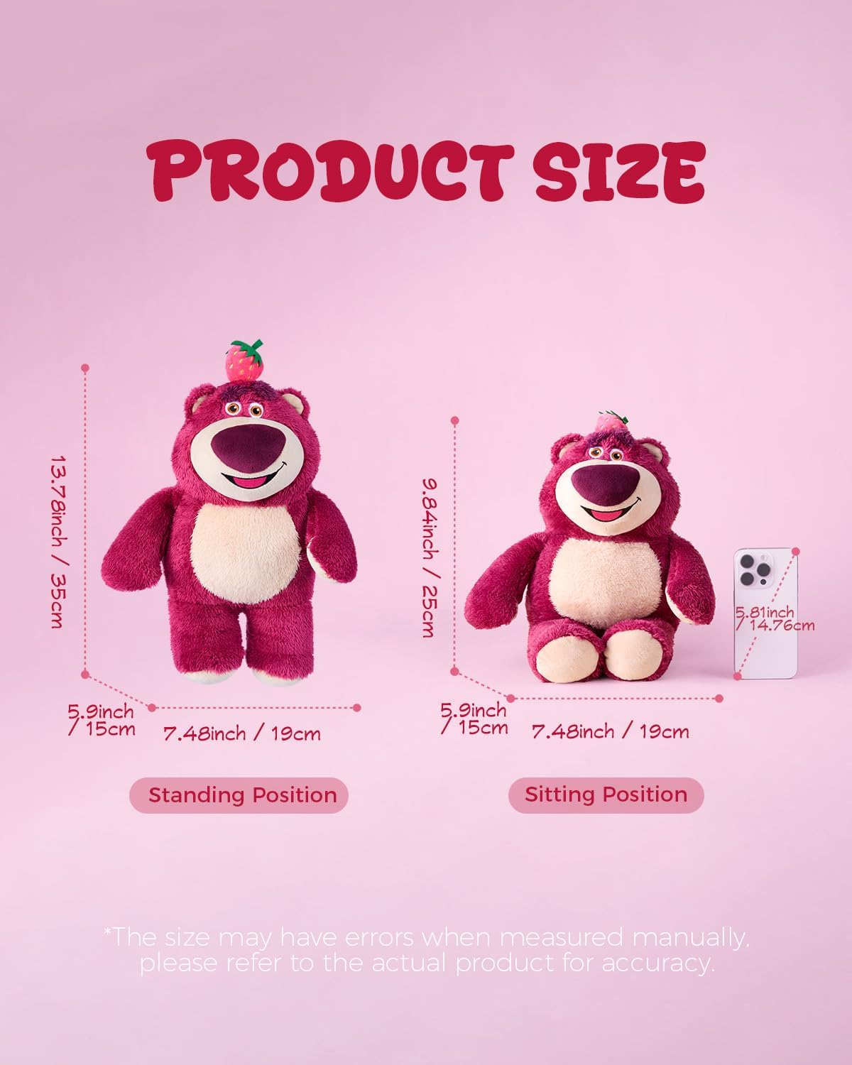 MINISO Disney Toy Story Lotso - Peluche de oso de fresa de 14 pulga...