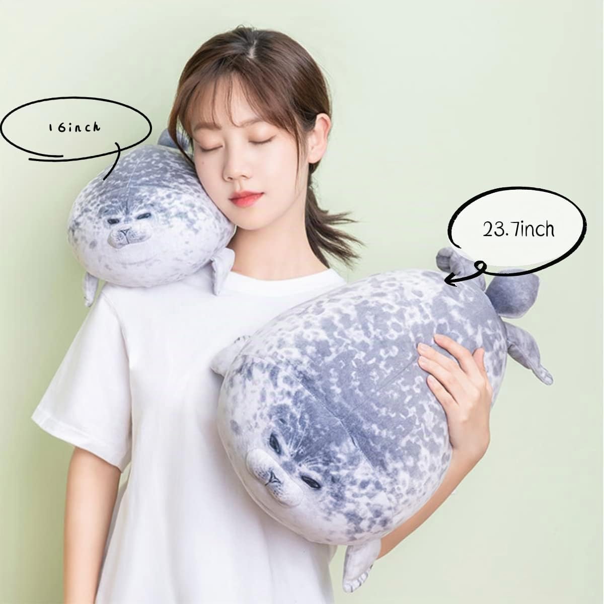 YESGIRL Almohada de foca de peluche de 16 pulgadas, linda y suave:...