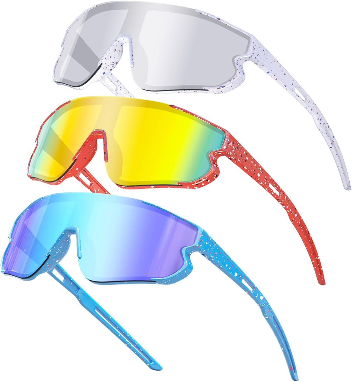 Wapreta Paquete de 3 lentes de sol de béisbol para niños y niñas de...