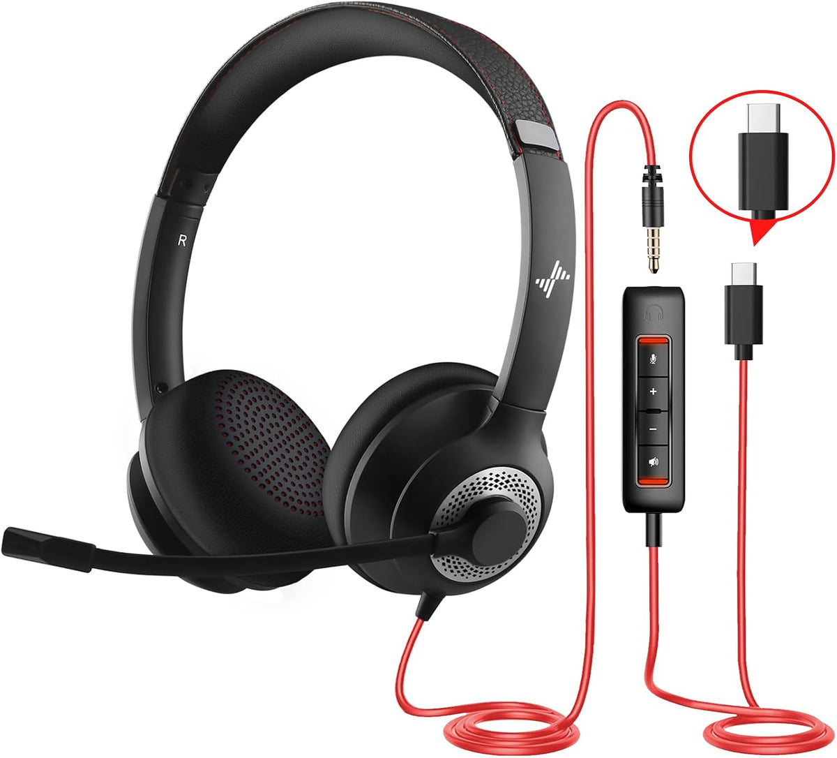 JIAMQISHI Auriculares USB con micrófono para PC, auriculares para c...