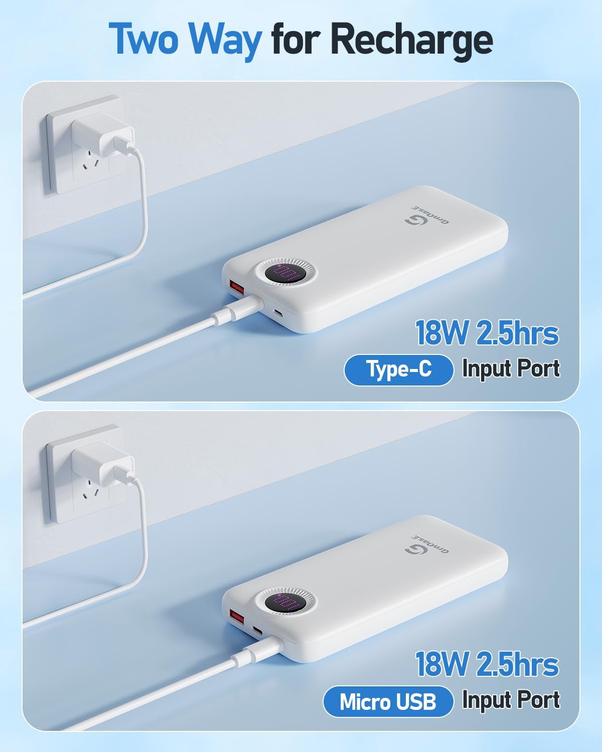 GrnOas.E Cargador Portátil con Cables Integrados, 10000mAh 22.5W Ba...
