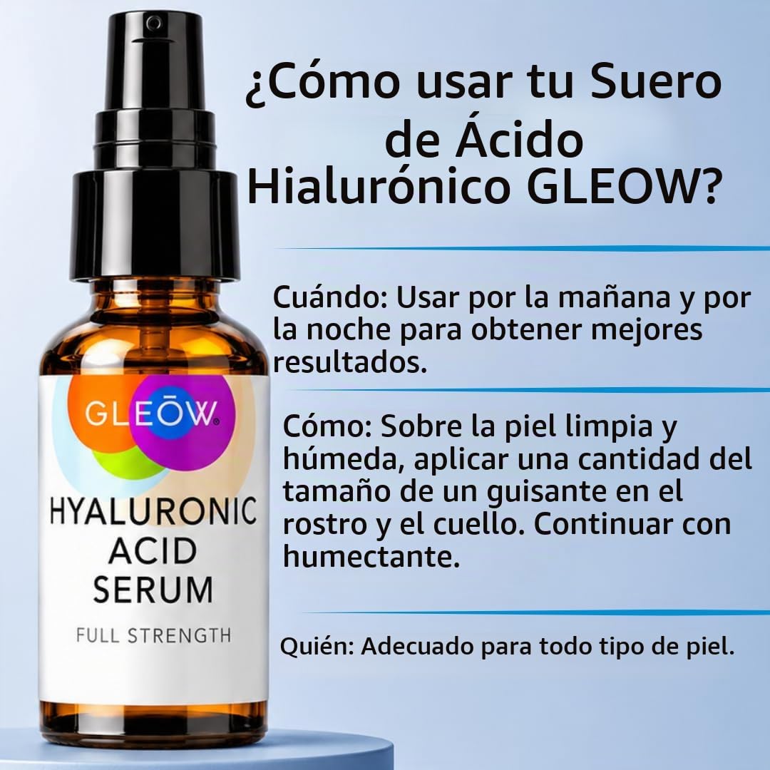 GLEOW Nuevo suero de ácido hialurónico puro 2024 para la cara, suer...