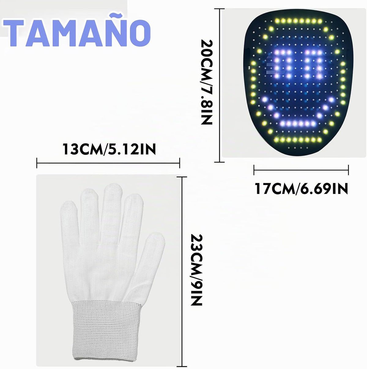 mofyshine Juego de máscara LED y guantes con detección de gestos, r...