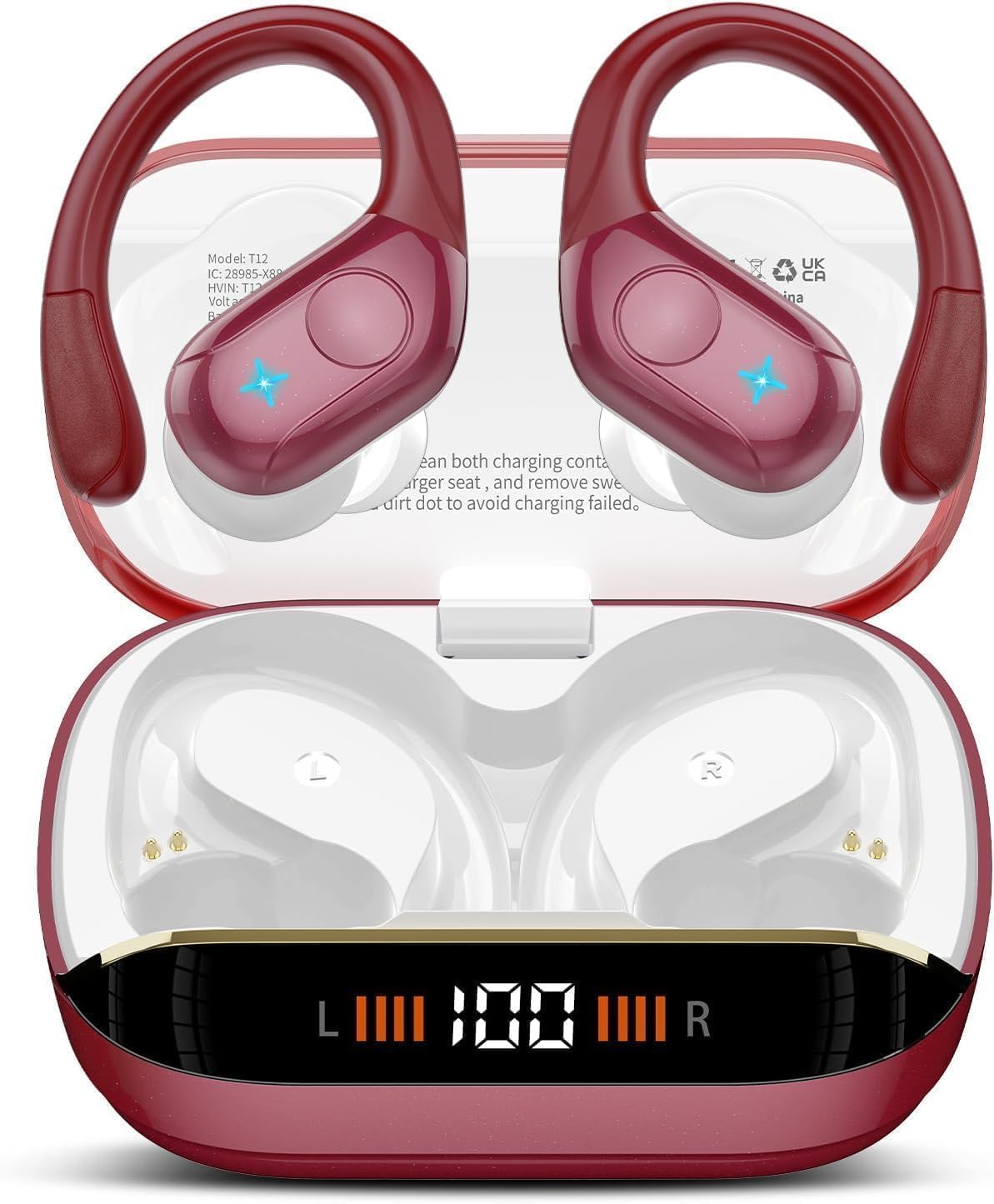 Qecnato 75H Deportes Auriculares inalámbricos Bluetooth 5.4 Auricul...