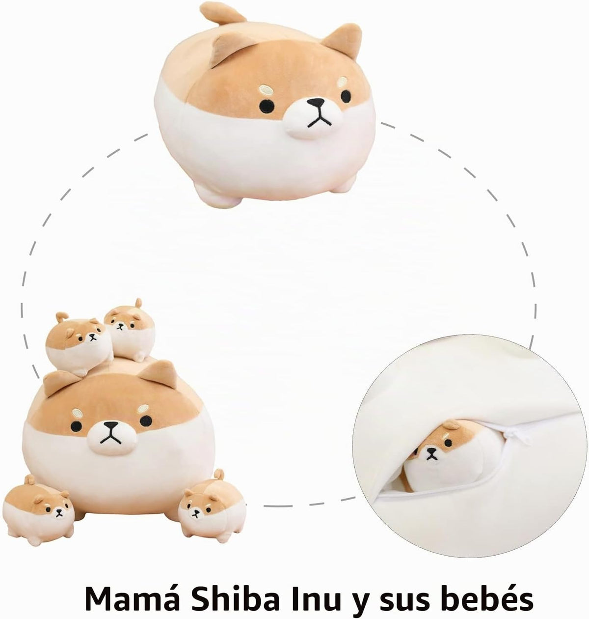 SQEQE Juguete de peluche Shiba Inu con 4 peluches de Shiba Inu en s...
