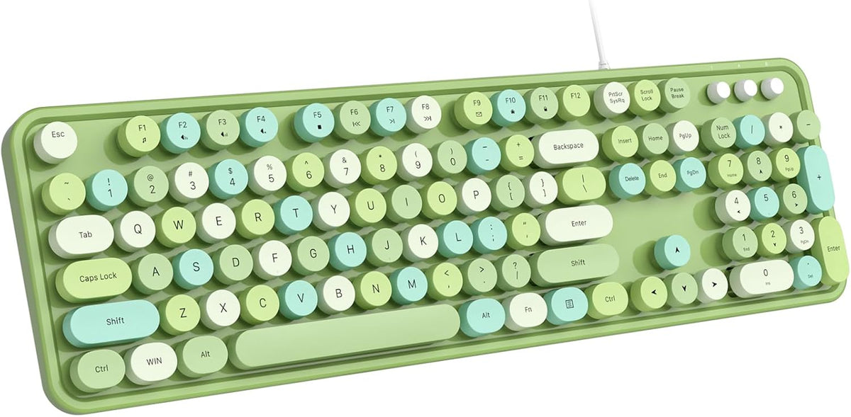 Dilter - Teclado con cable, 104 teclas, tamaño completo, tipo máqui...