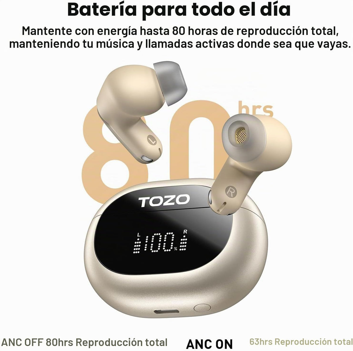 TOZO NC20 Auriculares inalámbricos con cancelación activa de ruido...