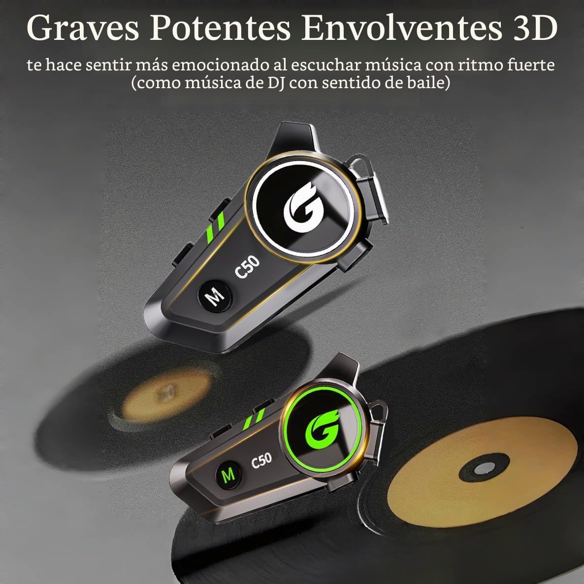 Zhongreat Auriculares del casco de C50 Bluetooth, intercomunicador...