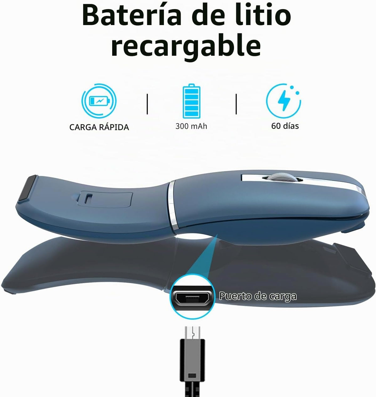 Ratón de viaje Bluetooth Arc - BT y USB Modo dual inalámbrico, reca...