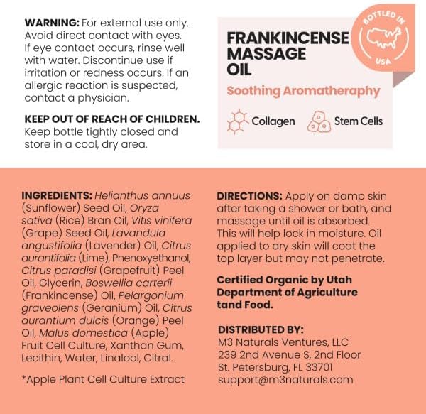 M3 - Aceite esencial de masaje de incienso, colágeno y células madr...